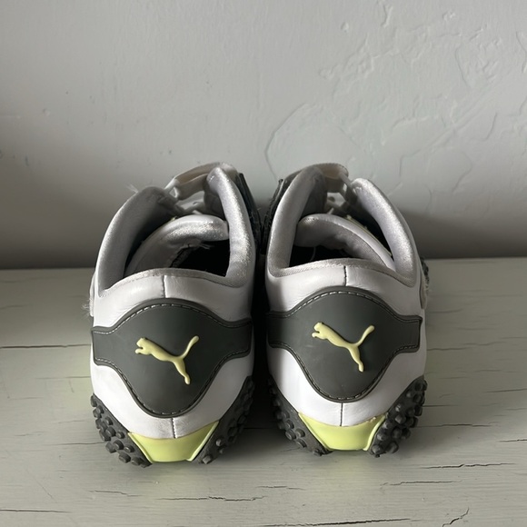 Y2K Puma Mostro Leather Sneakers Strap White Gray Yellow Sole Slip On Womens 7.5 - Picture 5 of 8